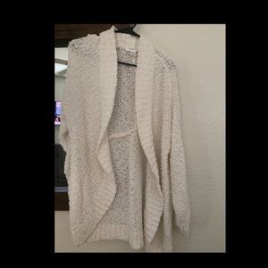 Cream colored fluffy maternity cardigan